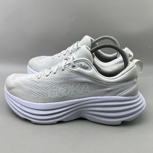 Hoka One One Bondi 8 Running Shoes Women Size 9 White Mesh Comfort Low Sneakers - Picture 3 of 10